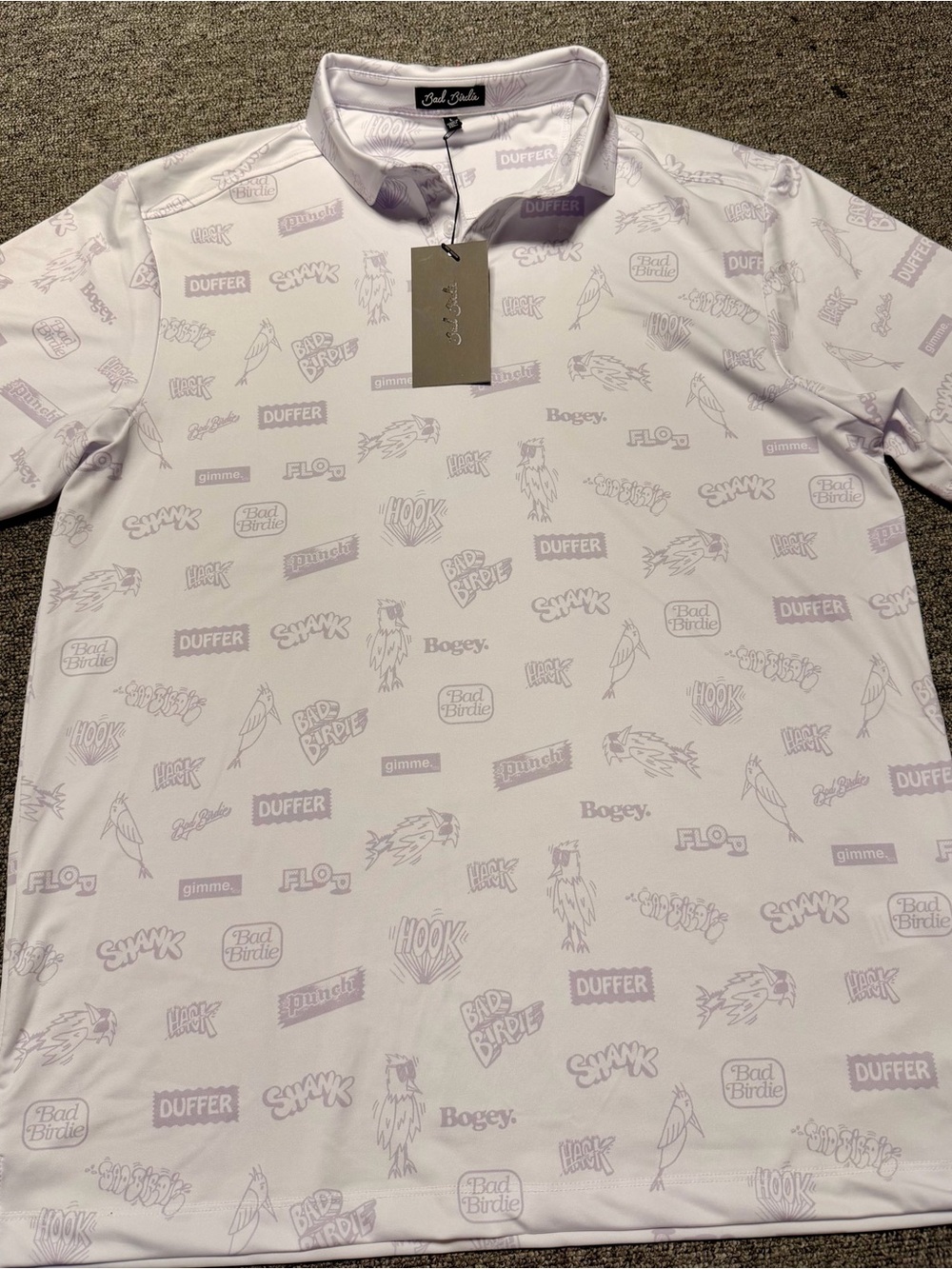 NWT Bad Birdie Core Polo - Lavender Blue Sz L Retail $78